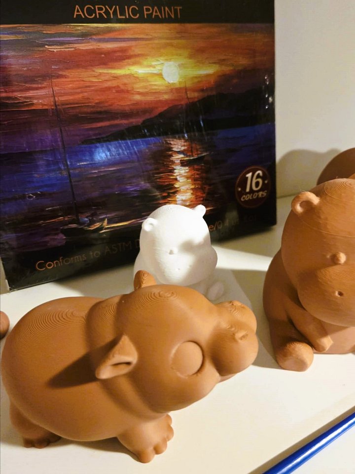 DIY Paint-a-Pygmy - Large Pygmy Hippo - 3D Printed product image (1)