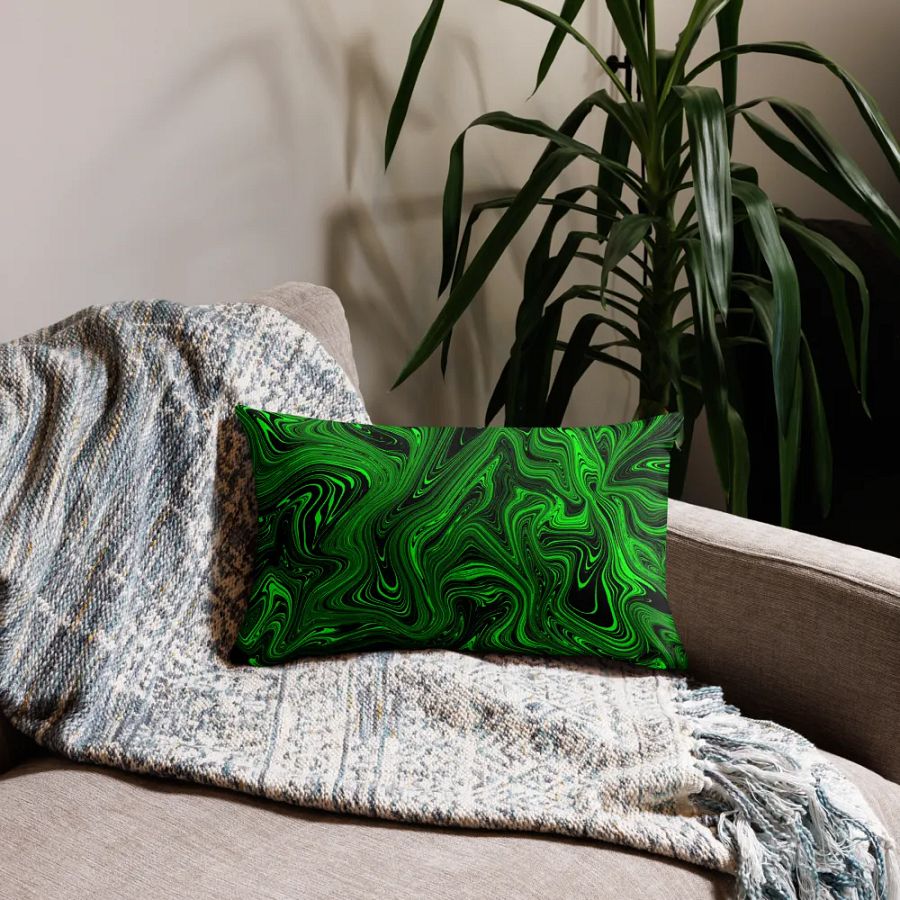 Premium Pillow Case - Green and Black Fluid Swirls product image (3)