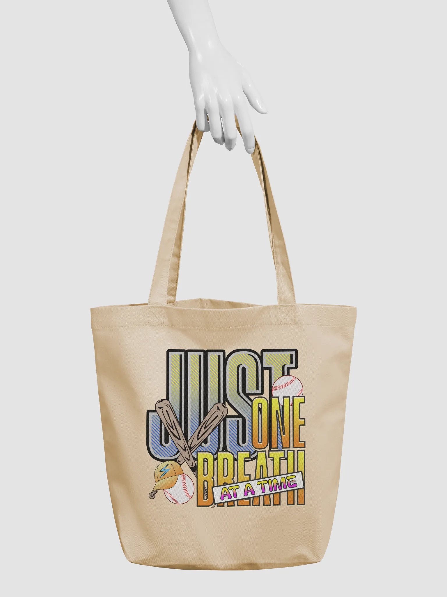 Just One Breath At A Time Baseball Motivation Tote Bag product image (6)