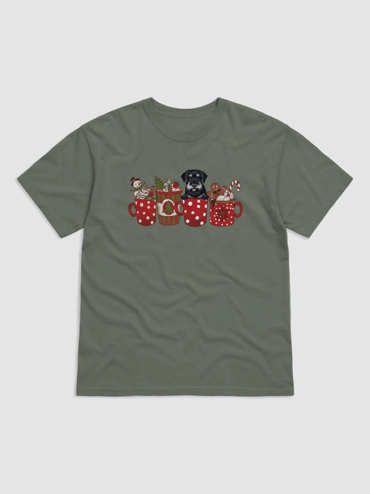 Cute Mini Schnauzer(Black) in a Christmas Cup T-Shirt | Funny Christmas Pup in a Cup product image (19)