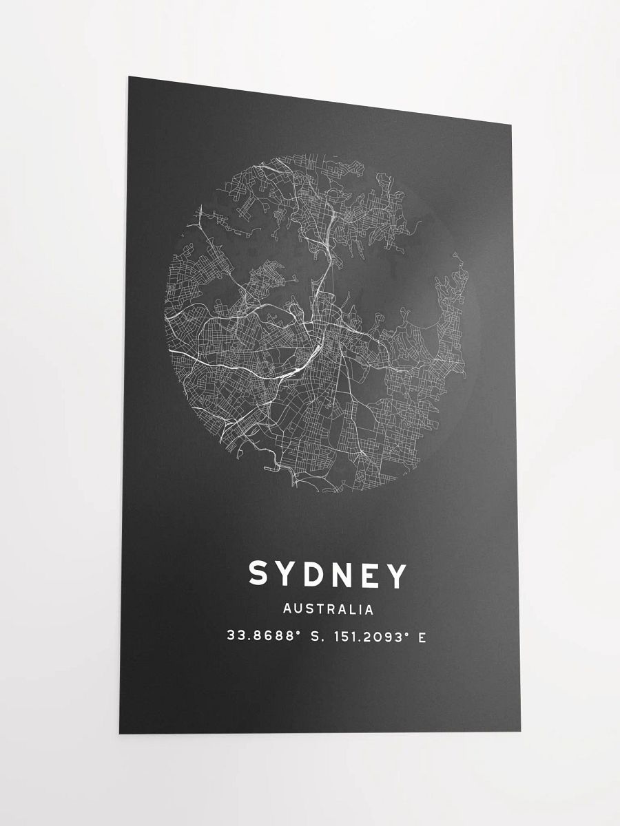 Sydney Street Map Poster – Black Minimalist Circular City Art product image (5)