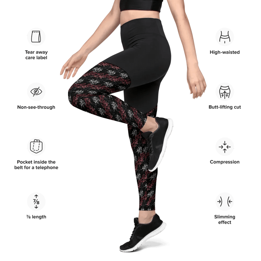 Black All-Over Print Sports Leggings product image (11)
