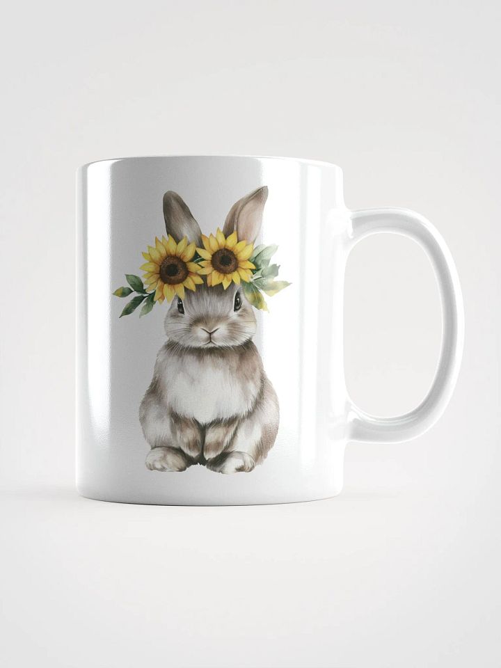 Sunflower Crowned Rabbit White Glossy Mug product image (2)