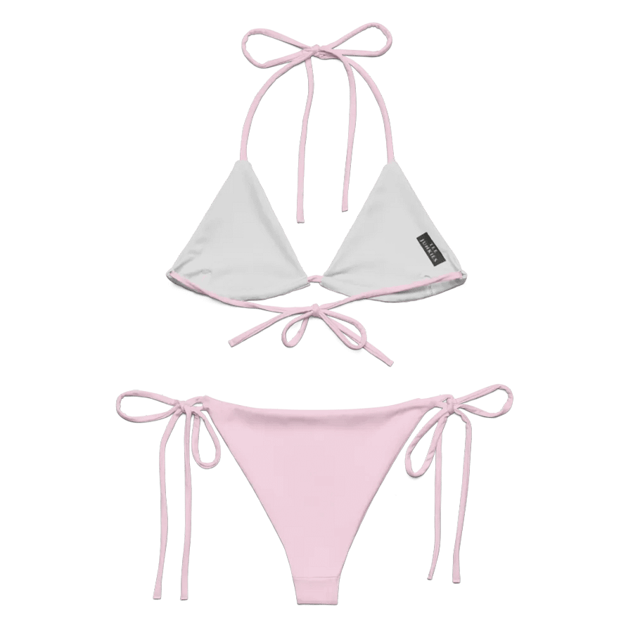 Gingham Cherry Low Rise Cheeky String Bikini, Light Pink product image (9)