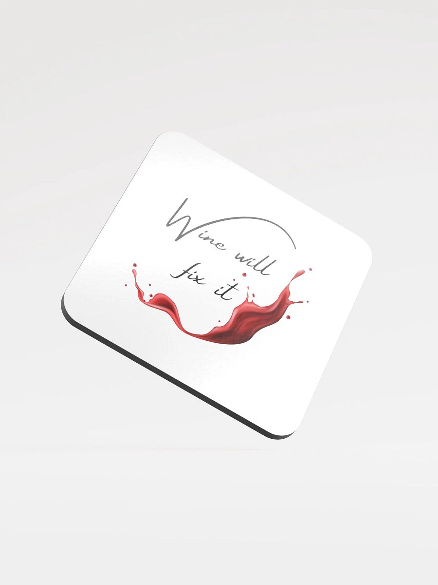 Wine will fix it Glossed Cork Coaster product image (1)