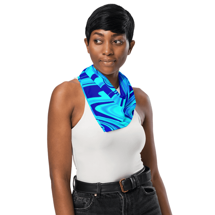 Bandana - Light and Dark Blue Digital Fluid Art product image (2)