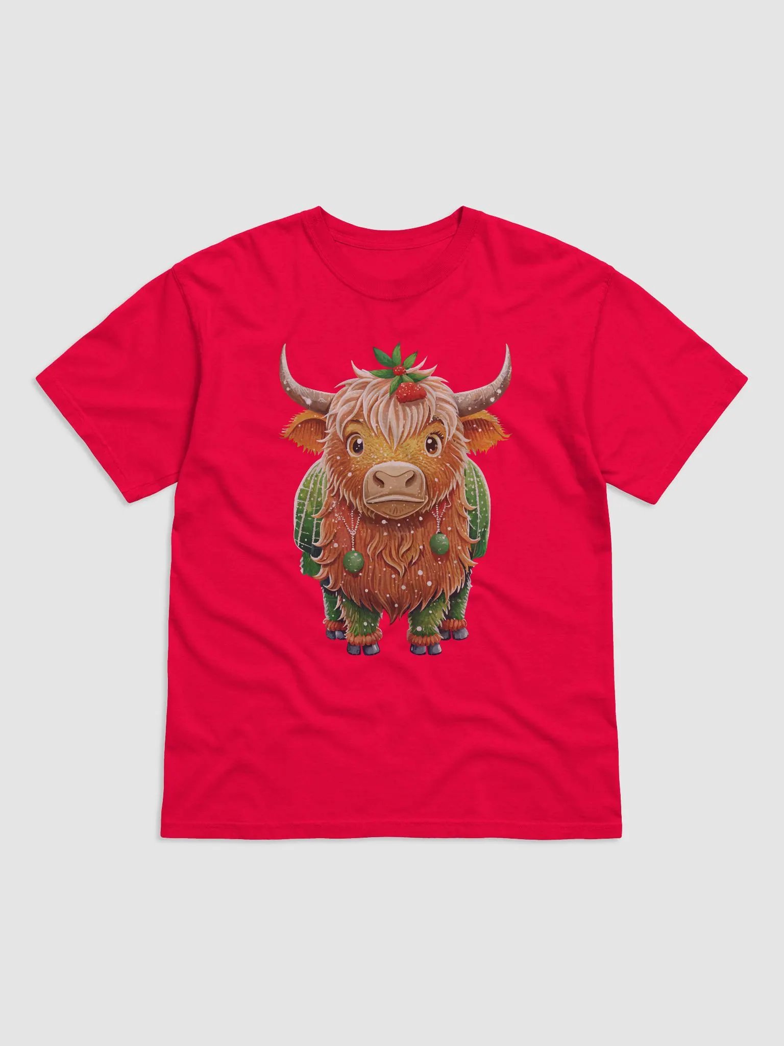 Holiday Highland Cow Cartoon T-Shirt product image (3)