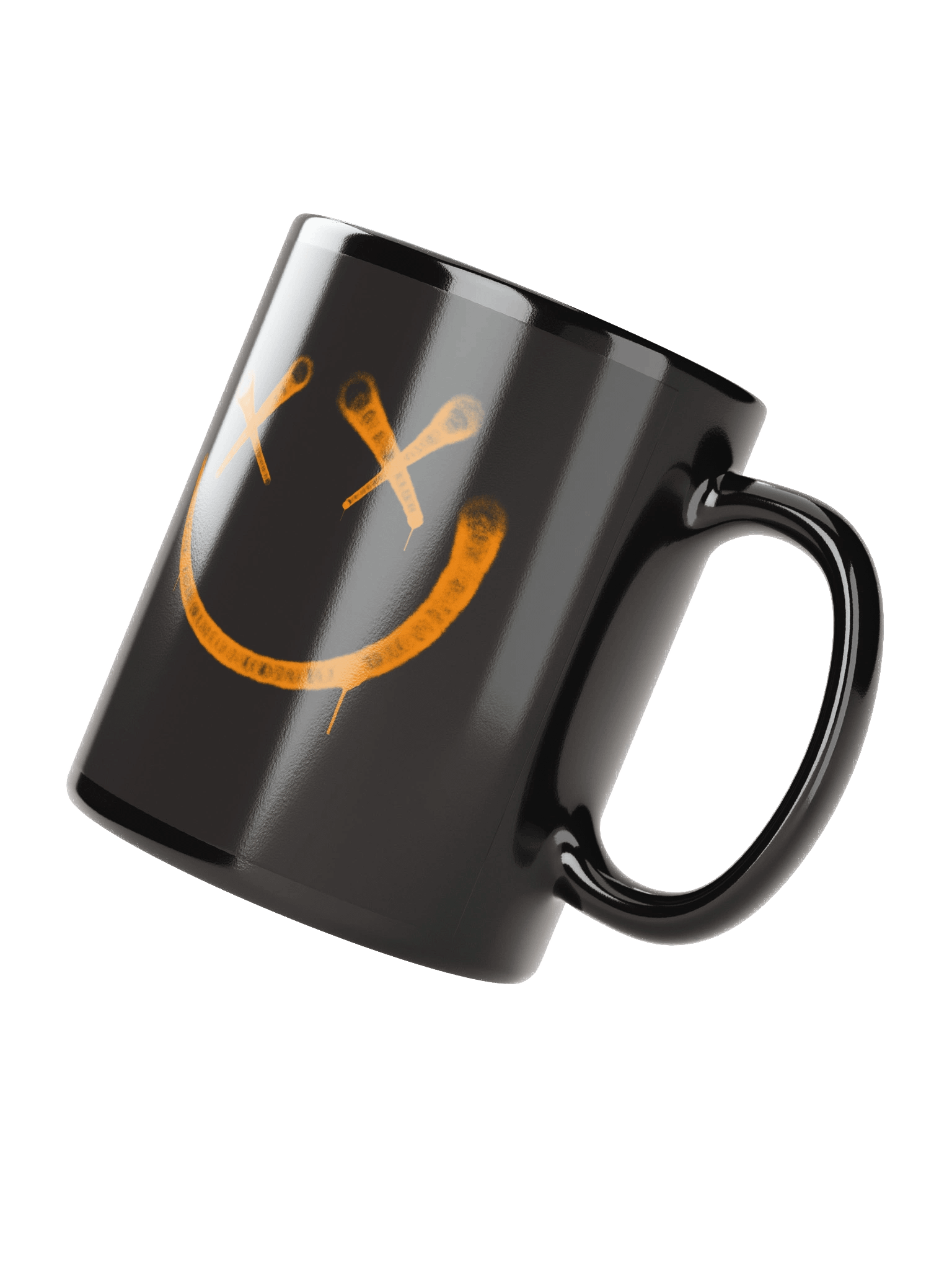 Grunge Style Crossed Eyes Smile Face Black Coffee Mug product image (3)