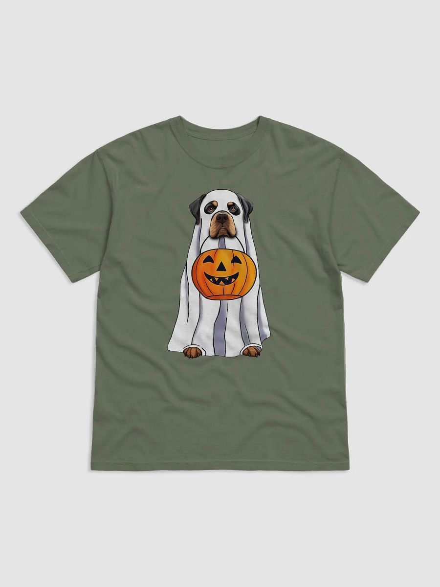 Rottweiler Halloween Tee | Funny Fall & Halloween Rottweiler Wearing a Ghost Costume with Pumpkin Basket product image (2)
