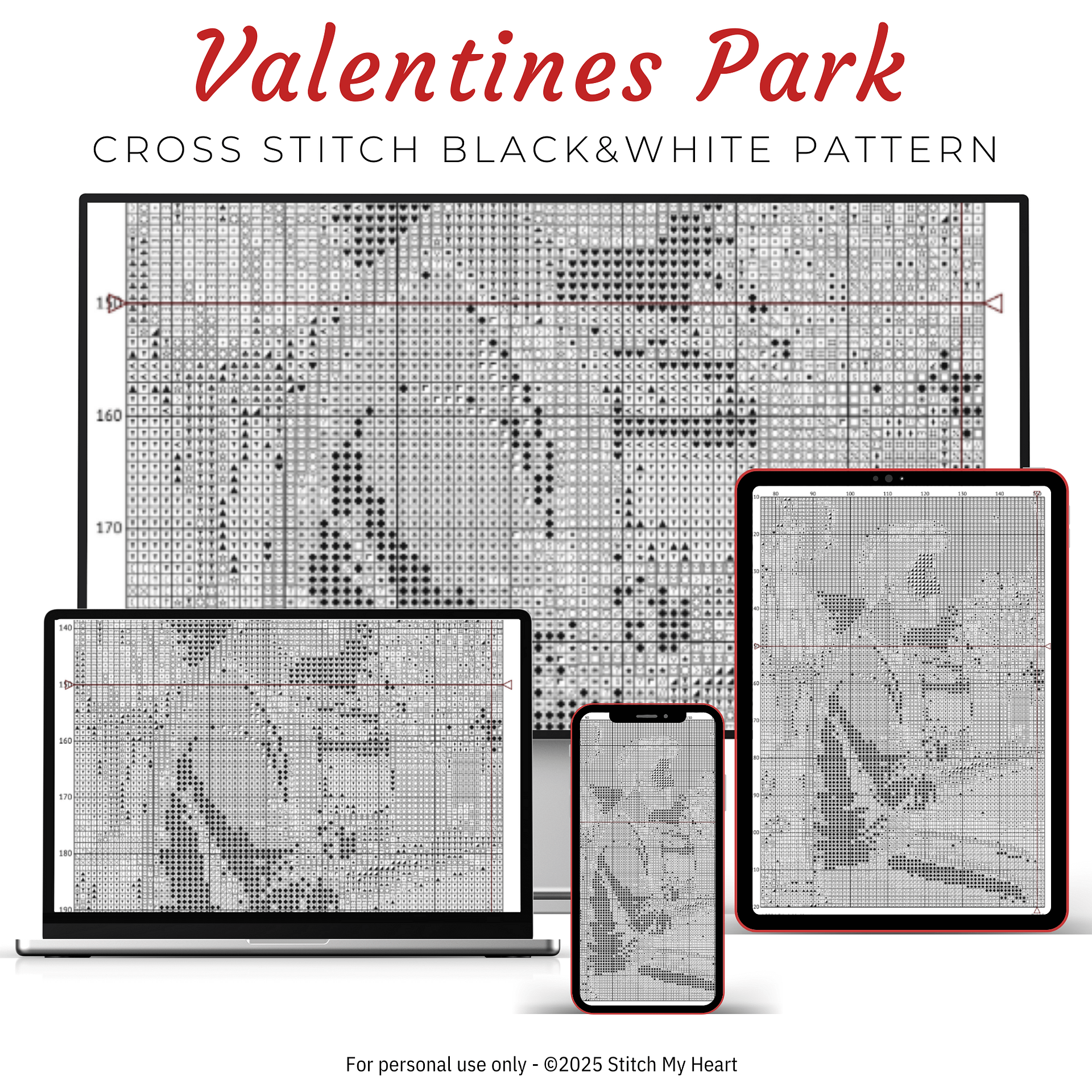 Valentines Day Park Cross Stitch Pattern product image (4)