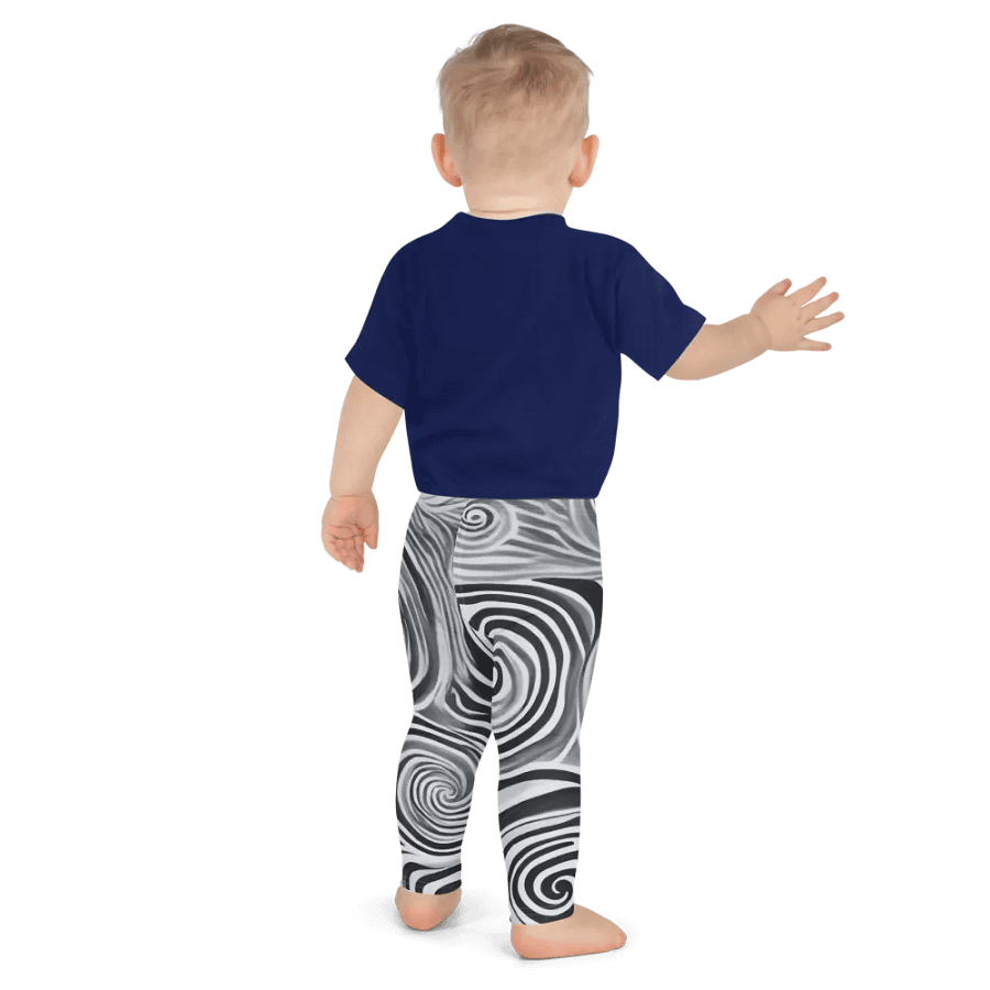 Funky Black and White Noir Liquid Tie-Dye Kid's and Toddler's Leggings product image (7)