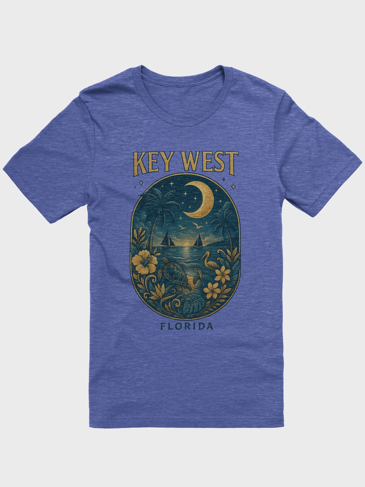 Key West Tropical T-Shirt Ultra Soft Tee with Moonlight Scene product image (3)