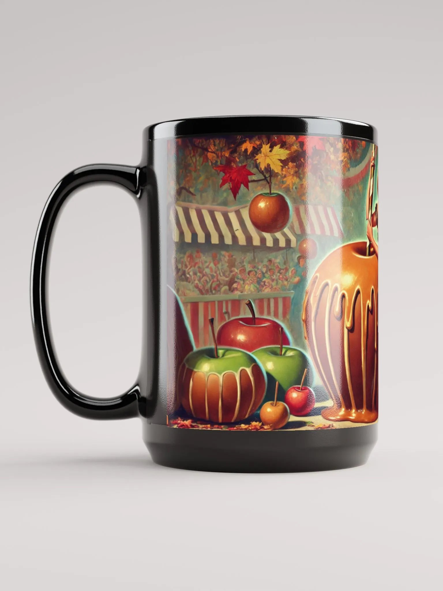 Caramel Apple Lady Coffee Cup - 15 oz Black Glossy Mug product image (6)