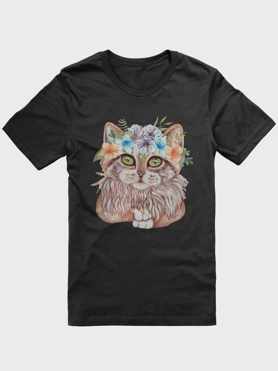 Cat and Flowers Watercolor Art T-Shirt product image (2)