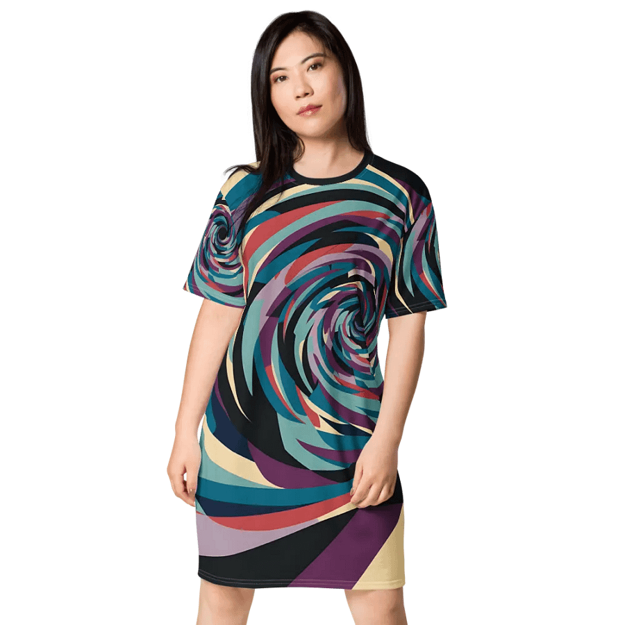 Abstract Lithographic Pattern Design T-shirt Dress - v1 product image (3)
