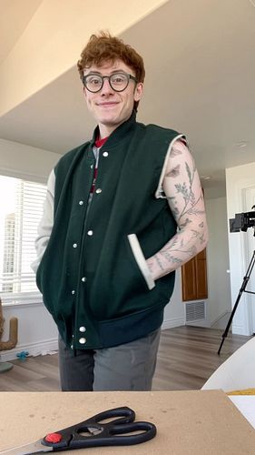 Customizing a varsity jacket 🌱 #model #style #diy