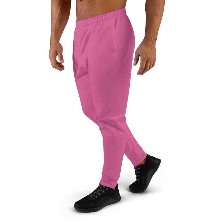 Plain Medium Pink Light Summer Recycled Polyester Premium Men's Joggers by Treasure Pie product image (2)