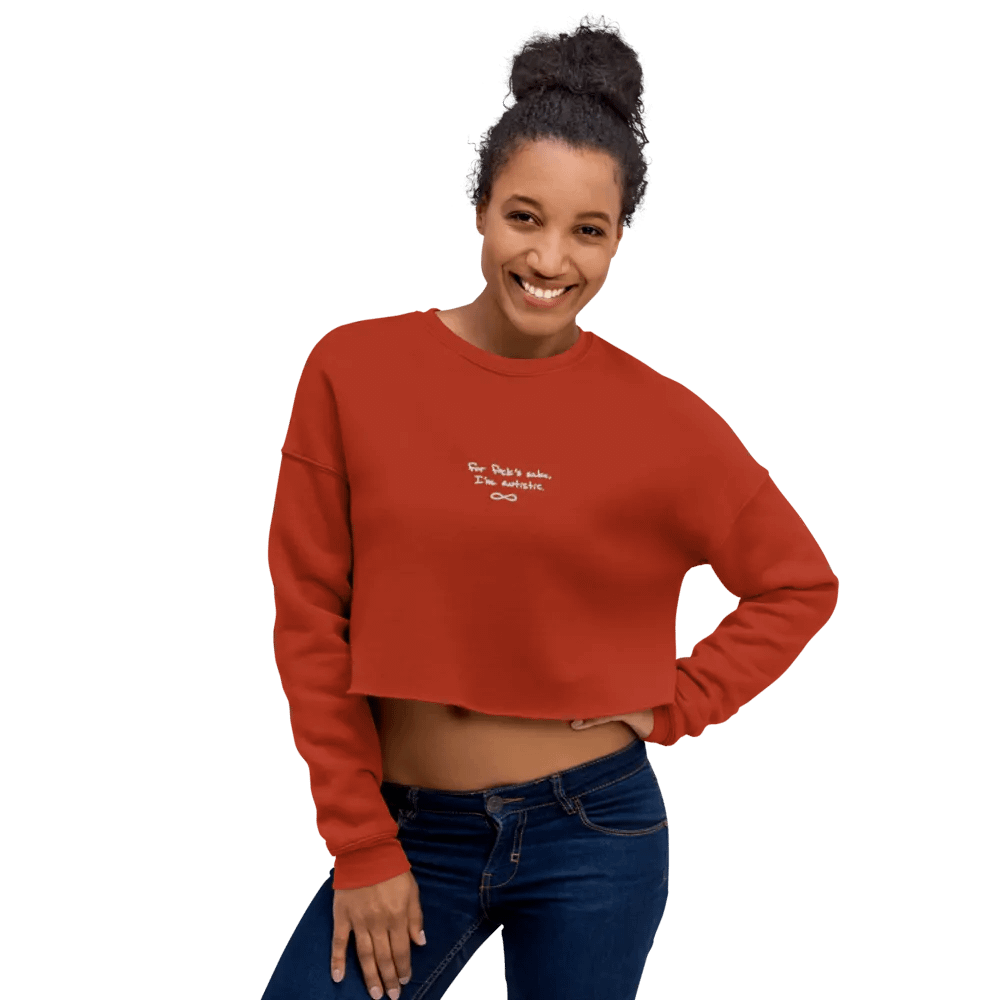 FFS, I'm autistic. (white thread) embroidered fleece cropped crew product image (29)