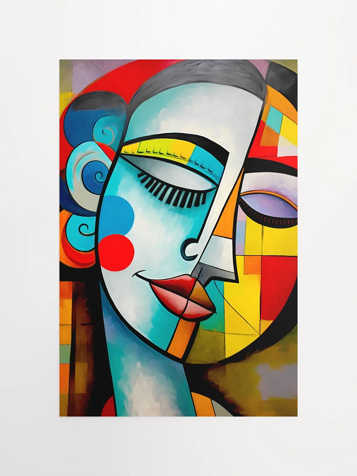 Cubist Mosaic Abstract Portrait of a Woman Modern Art Matte Poster product image (2)