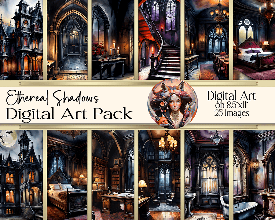 Ethereal Shadows - Gothic Manor Collection (Various Rooms) Digital Art product image (1)