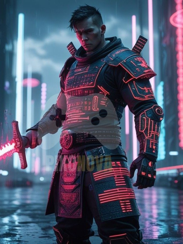 Neon Blood, Pixel Blade – Landscape Cyberpunk Artwork (4 Versions, PNG & PDF, 1472x832 px) product image (1)