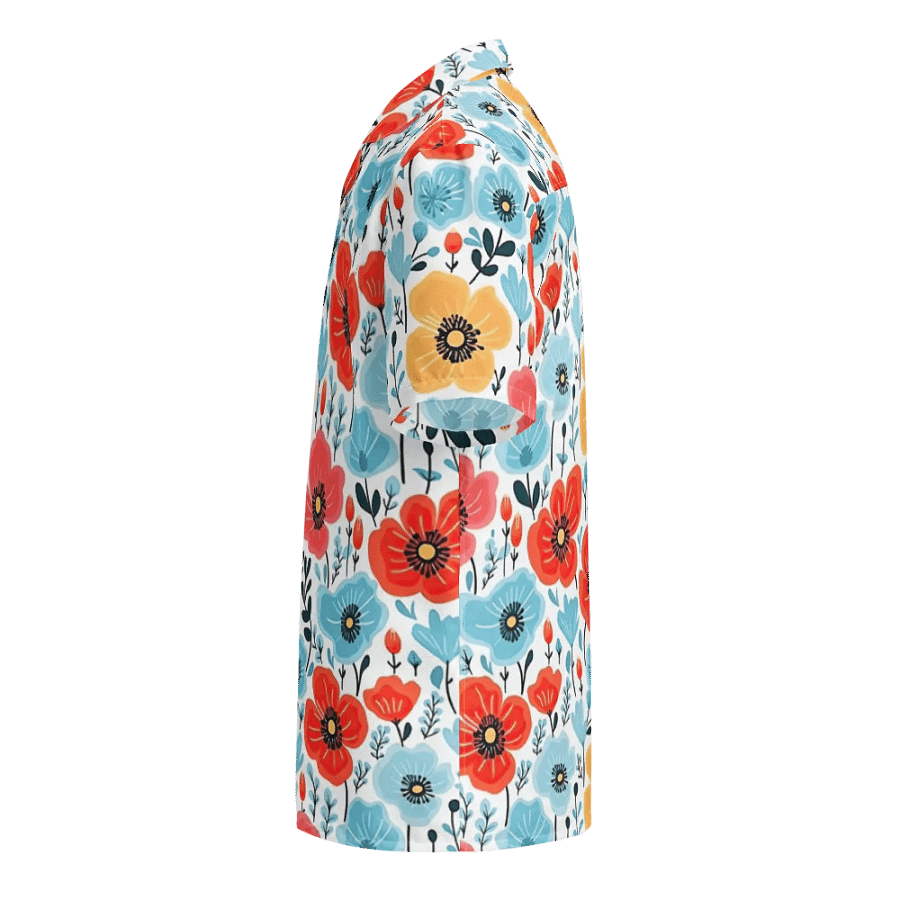 Retro Poppies Blue Red Hawaiian Shirt product image (9)