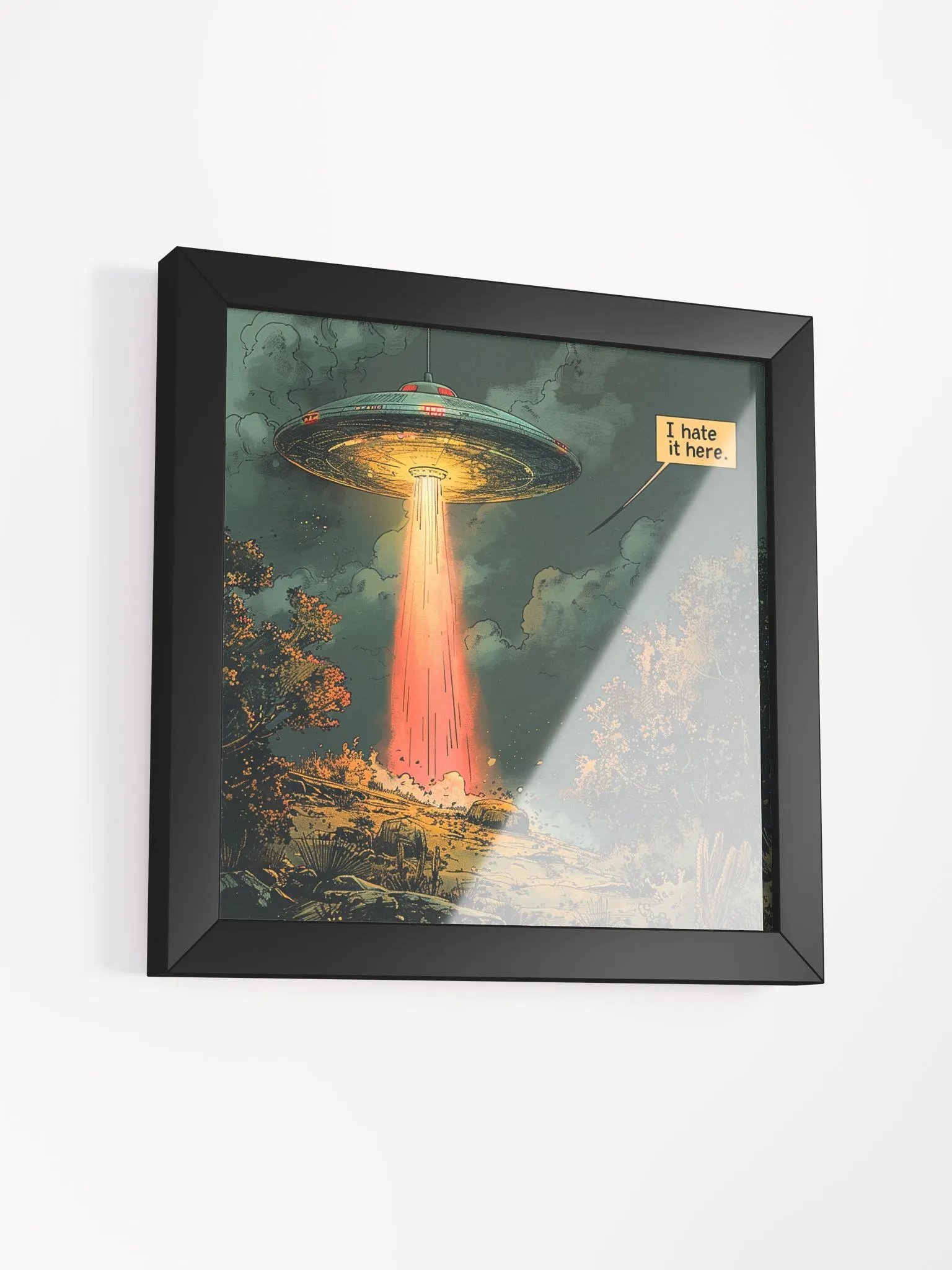 Color Sketch Of UFO Plea For Help Wall Art. product image (21)
