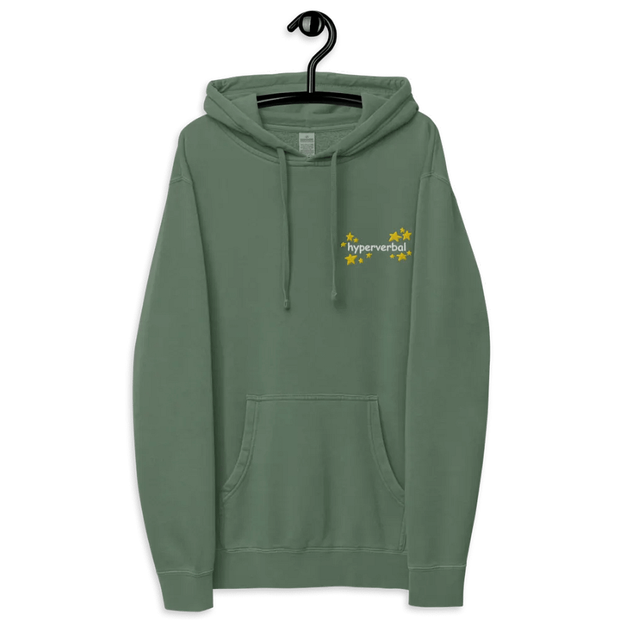 hyperverbal (L.C., comic sans and stars) embroidered pigment-dyed hoodie product image (12)