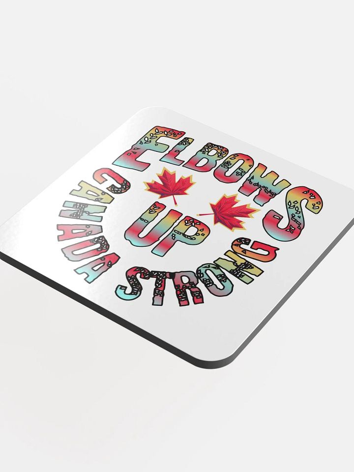 Elbows Up Canada Strong Maple Leaf Pride Glossed Coaster product image (1)