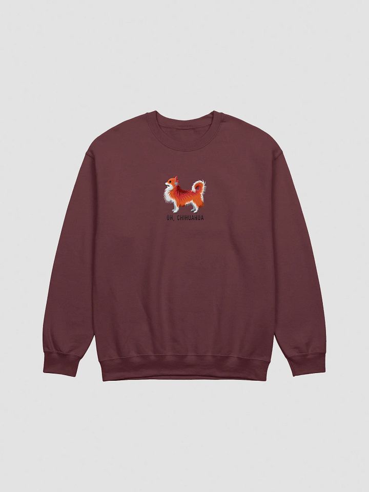 Oh, Chihuahua Sweatshirt (Embroidered) of a Longhaired Chihuahua(Red) product image (1)