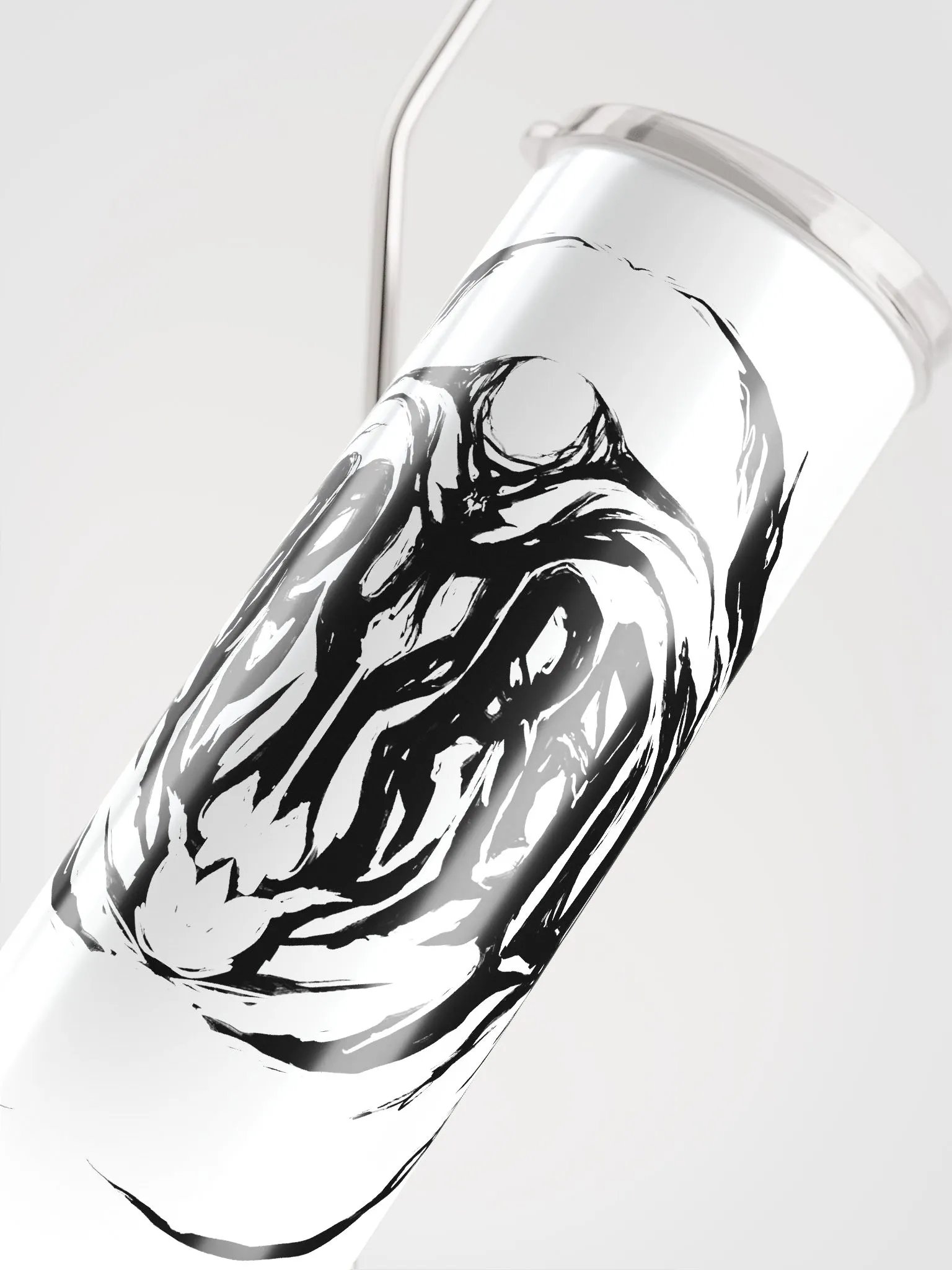 Furry Trash Tumbler - Metal Logo (Black on White) product image (5)