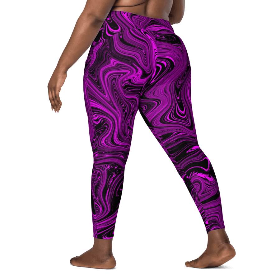 Leggings with Pockets - Purple and Black Fluid Swirls product image (9)