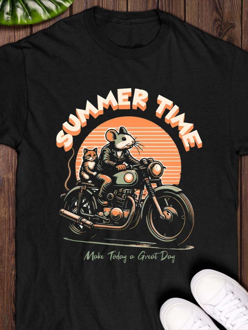Funny CAT & Mouse, Summer Time Make Today A Great Day T-shirt product image (1)