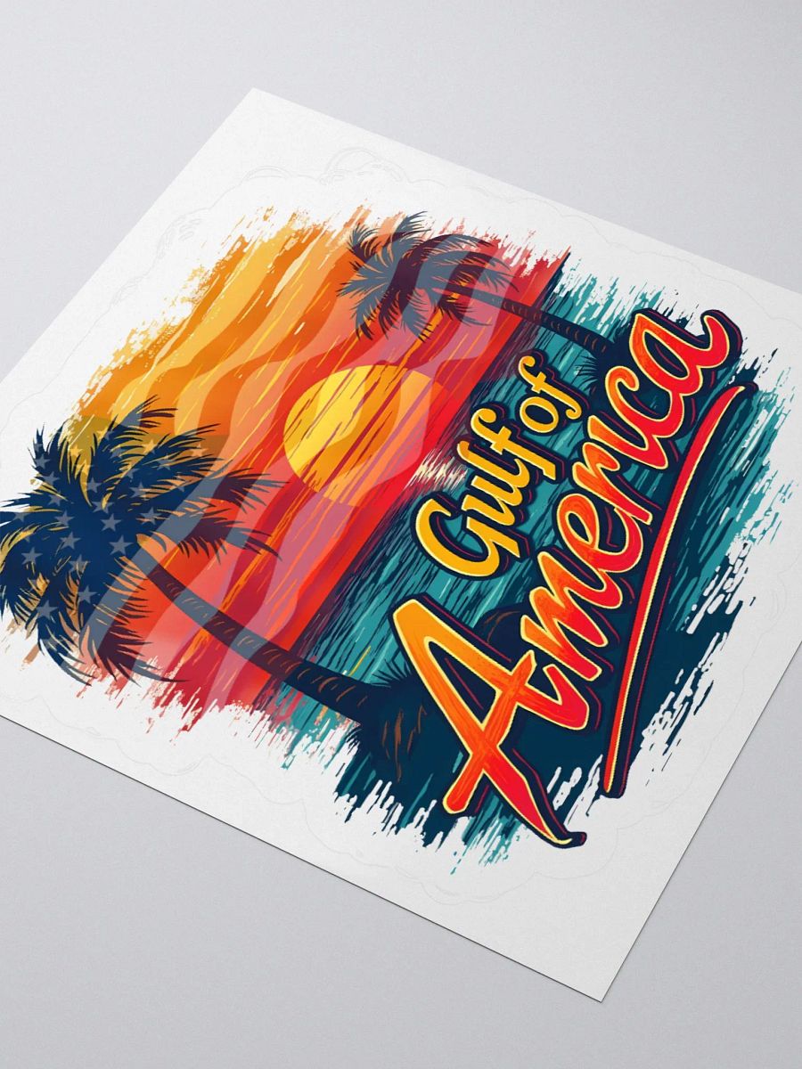 The Gulf of America with Sunset Flag Sticker product image (9)