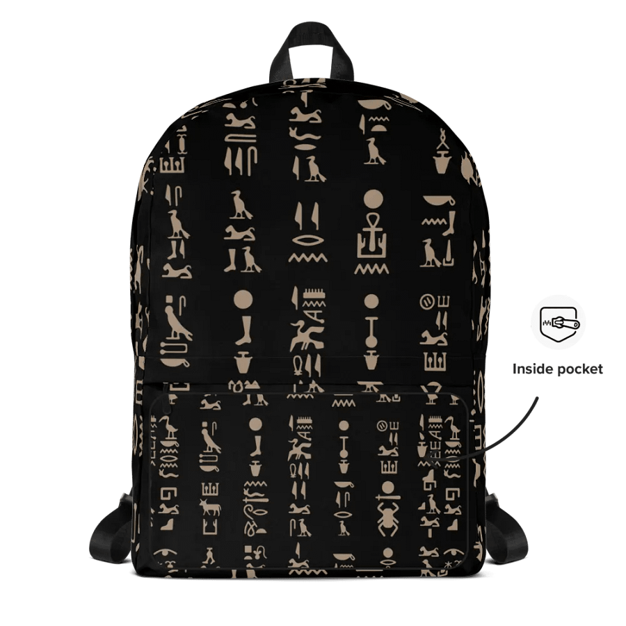 Isis Black Hieroglyphs All-Over Print Backpack product image (5)