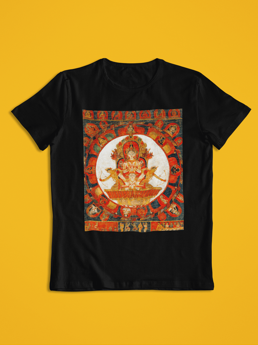 Mandala of Chandra, God of the Moon Traditional Buddhist Thangka Art T-Shirt product image (1)
