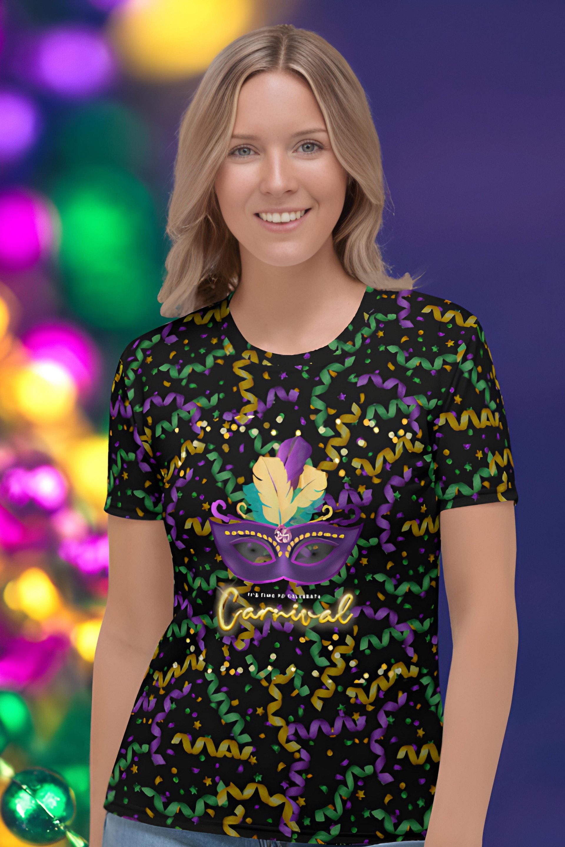 Mardi Gra All Over Print T-shirt product image (1)