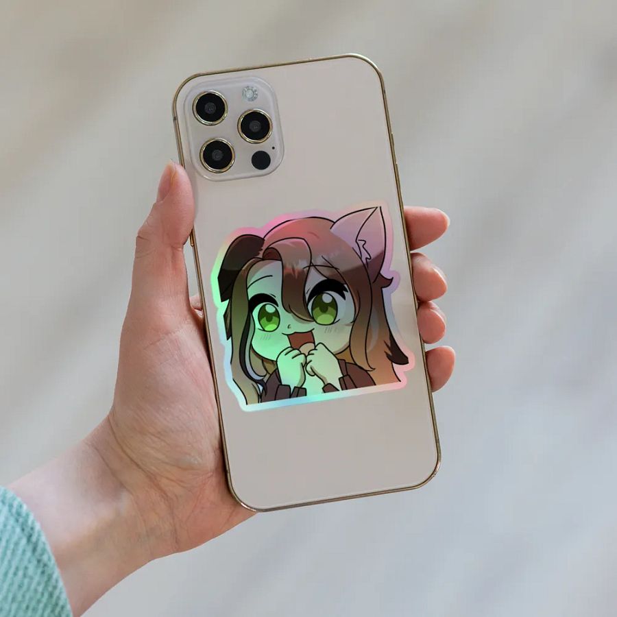 happy emote holographic sticker product image (8)
