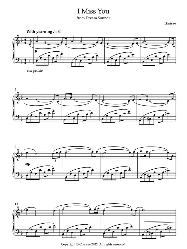 I Miss You - Sheet Music product image (1)