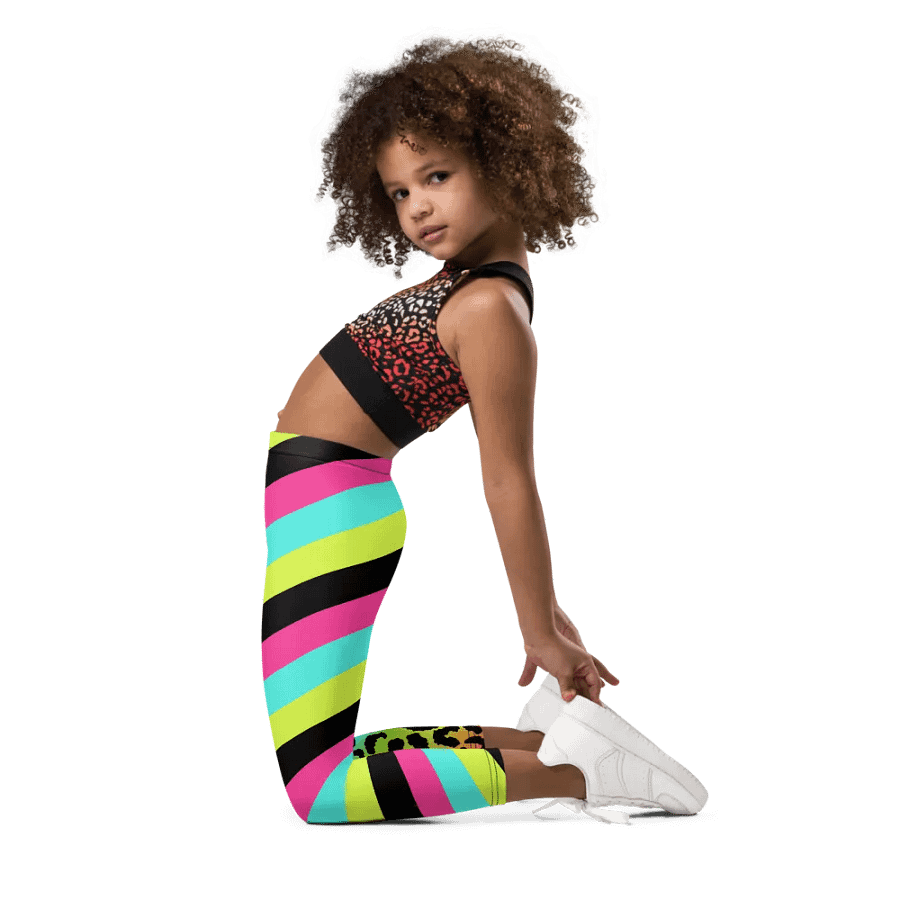 Colorful Spring Leggings for Girls with Leopard print and stripes product image (5)