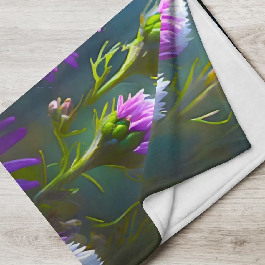 Aster Flower Violet Garden Flowers Throw Blanket product image (8)