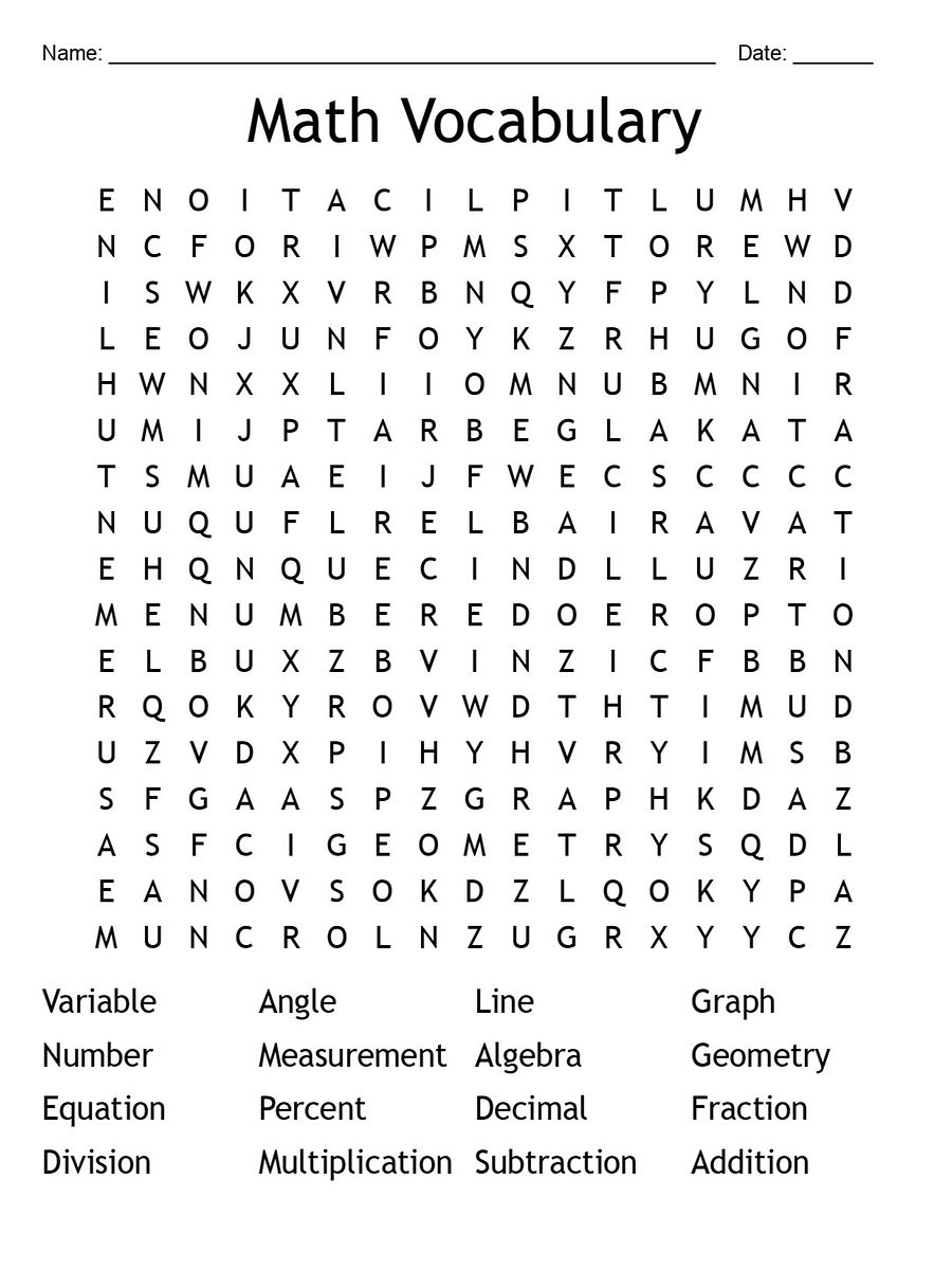 Printable Math Vocabulary Word Search – 16 Key Terms Puzzle Activities! product image (1)