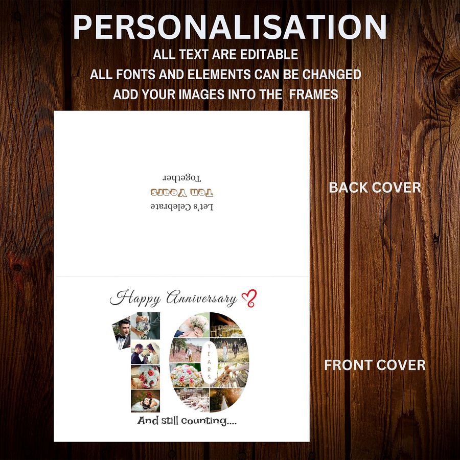 10 Year Anniversary Photo Card Editable Canva Template product image (5)