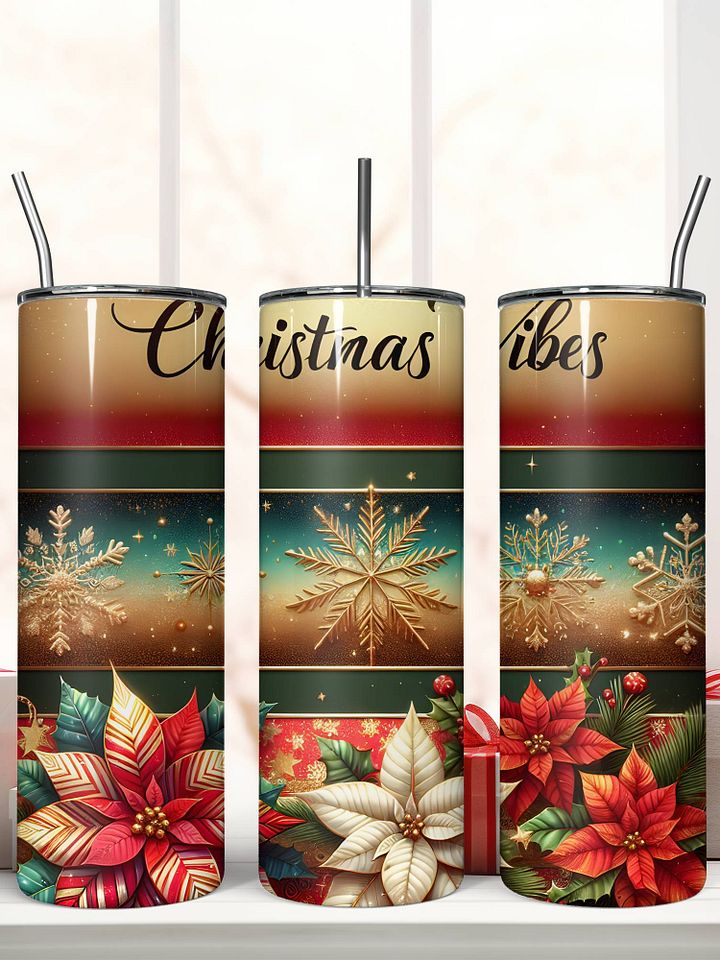 20 oz Poinsettia Christmas Vibes Tumbler product image (1)