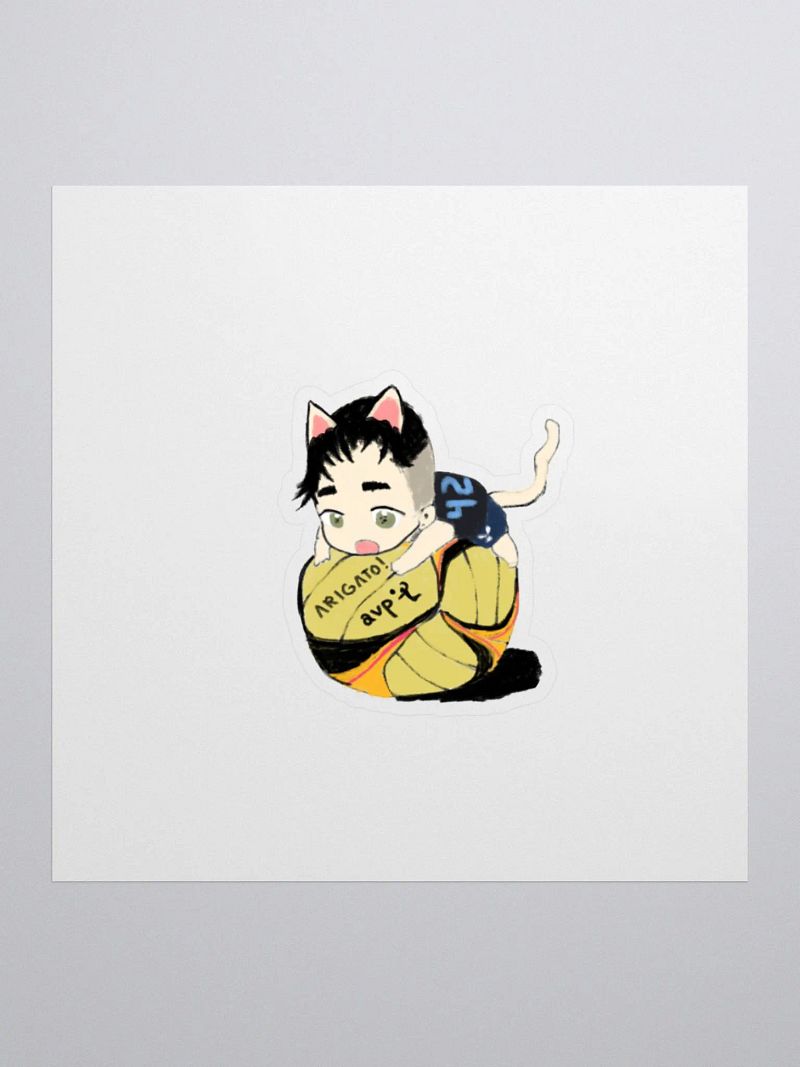 Arigato Neko Volleyball Sticker
