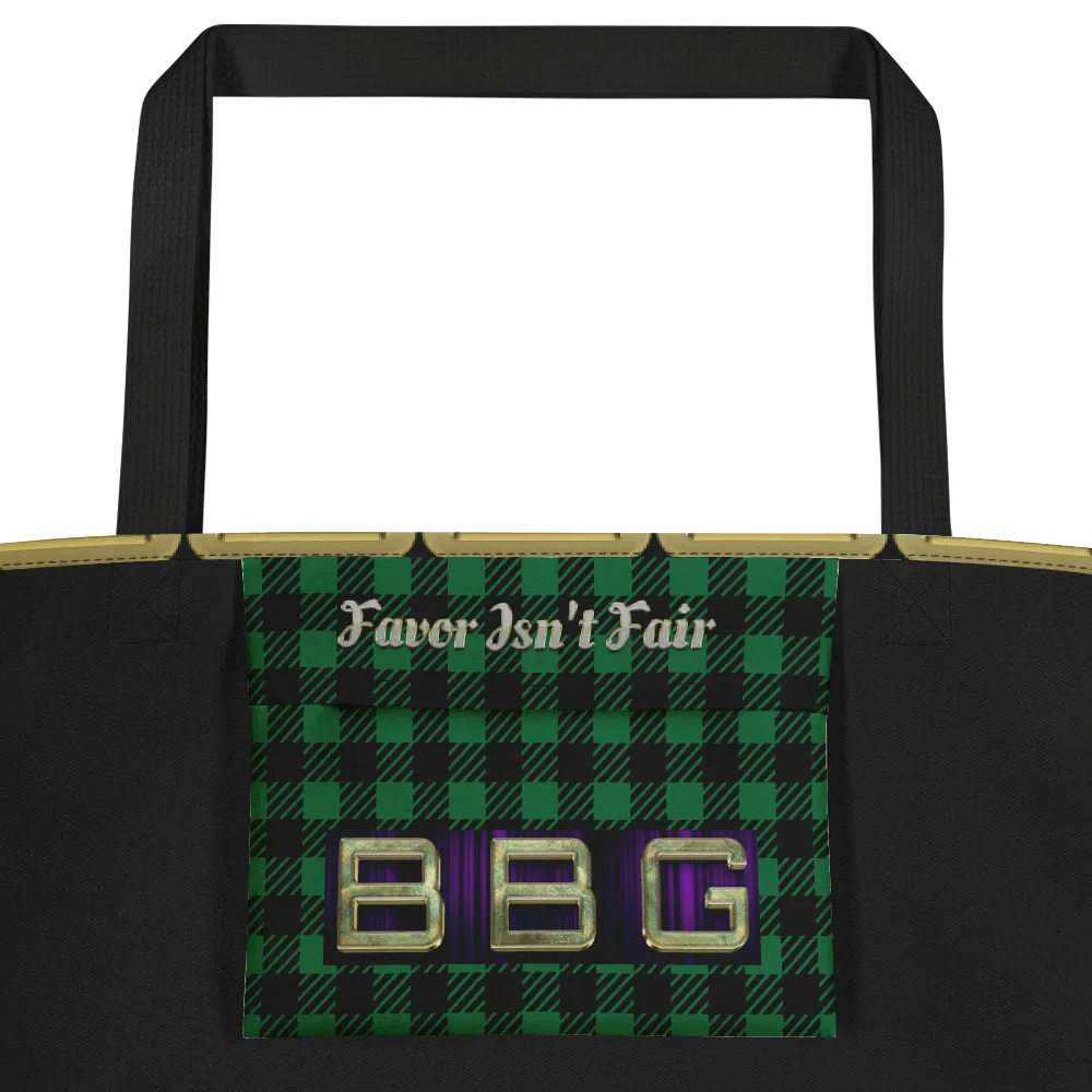 Green Plaid Geometric with Diamonds BBG Tote Bag with Pocket product image (4)