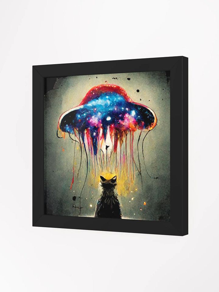 Jellyfish ship and curious kitty! Vibant Matte Wood-Framed Print product image (9)