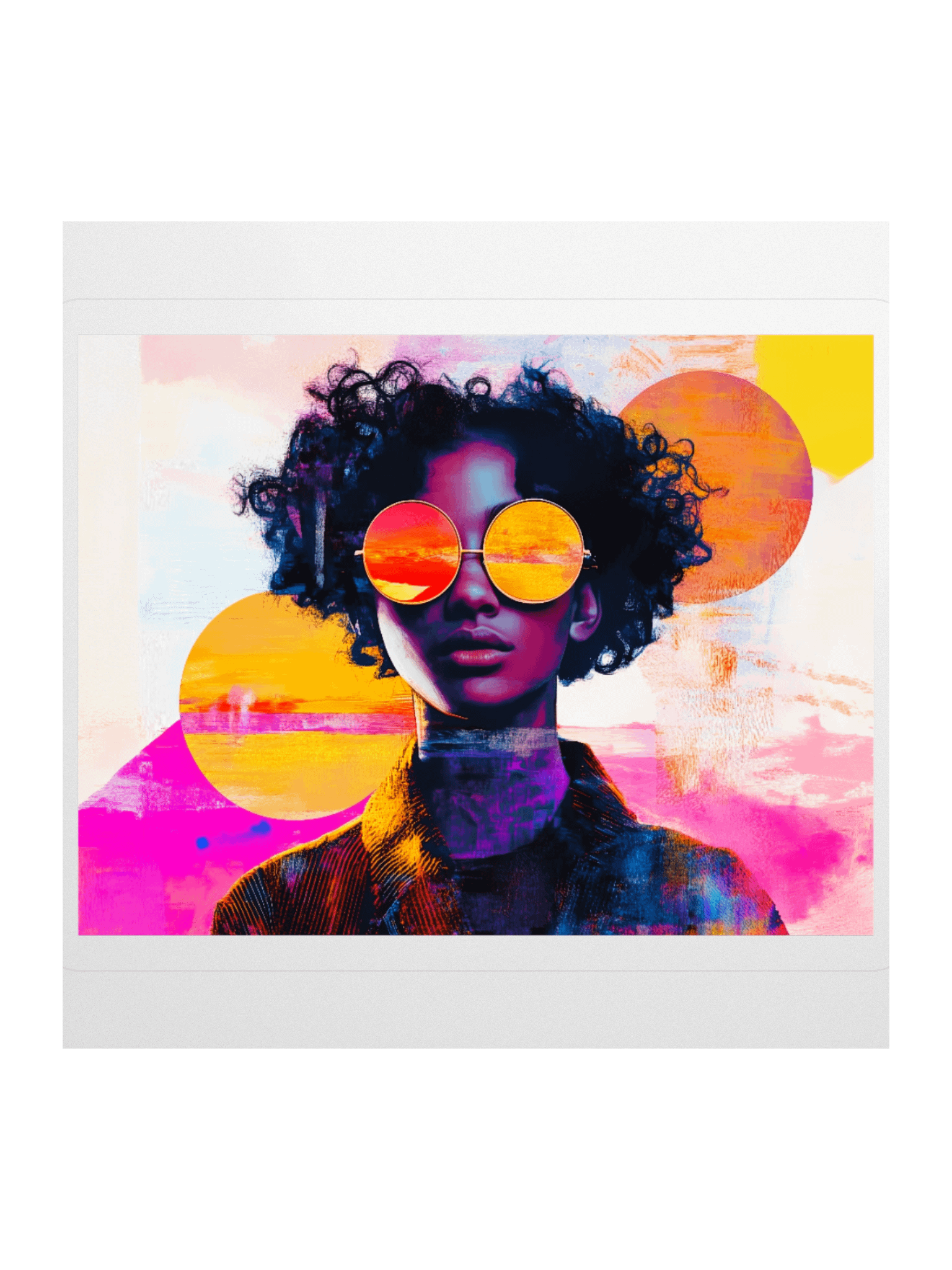 Sunset Sunglasses Sticker Neon Pop Art Portrait product image (1)