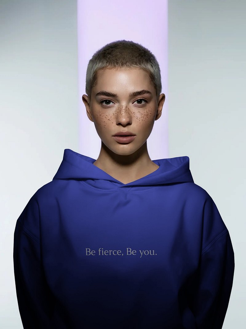 "Be Fierce" Statement Hoodie - Royal Blue