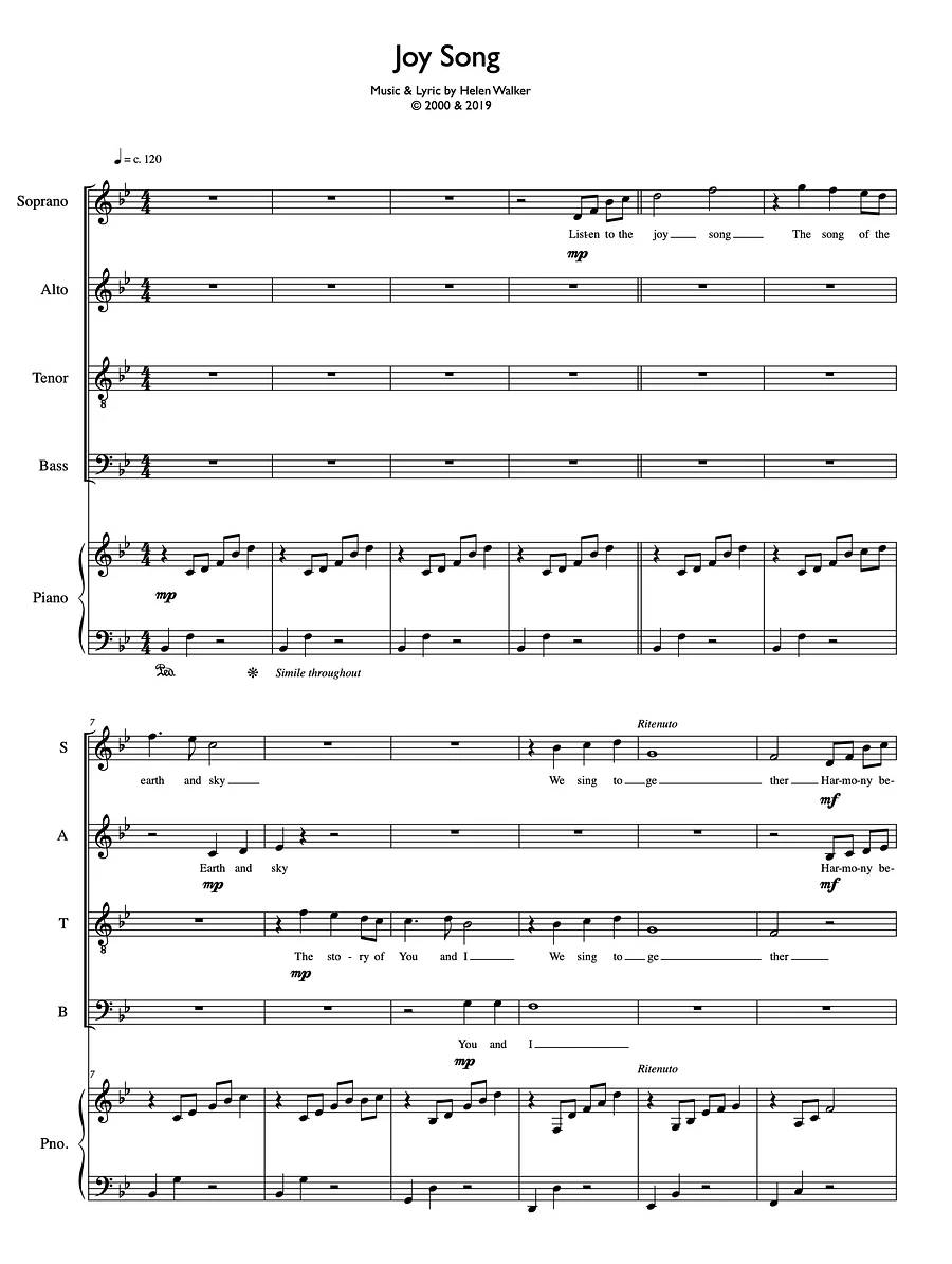 Joy Song (Choral - SATB & Piano) product image (1)